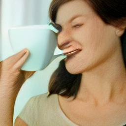 woman drinking tea mini dall-e